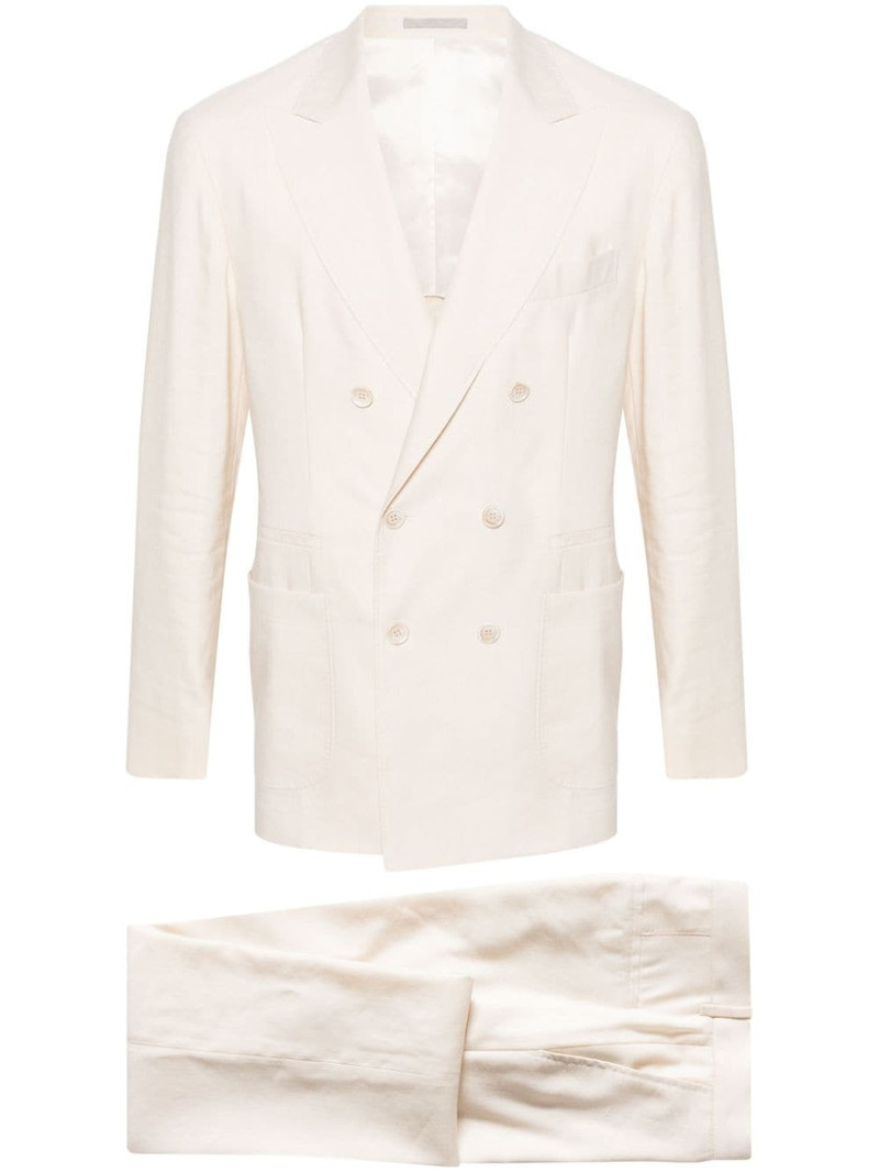 double-breasted linen blend suit 1
