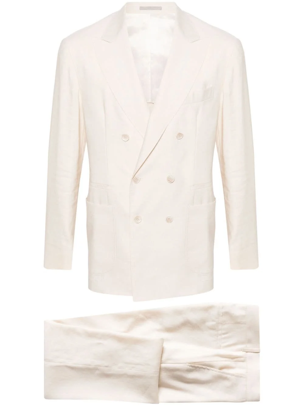 double-breasted linen blend suit - 1