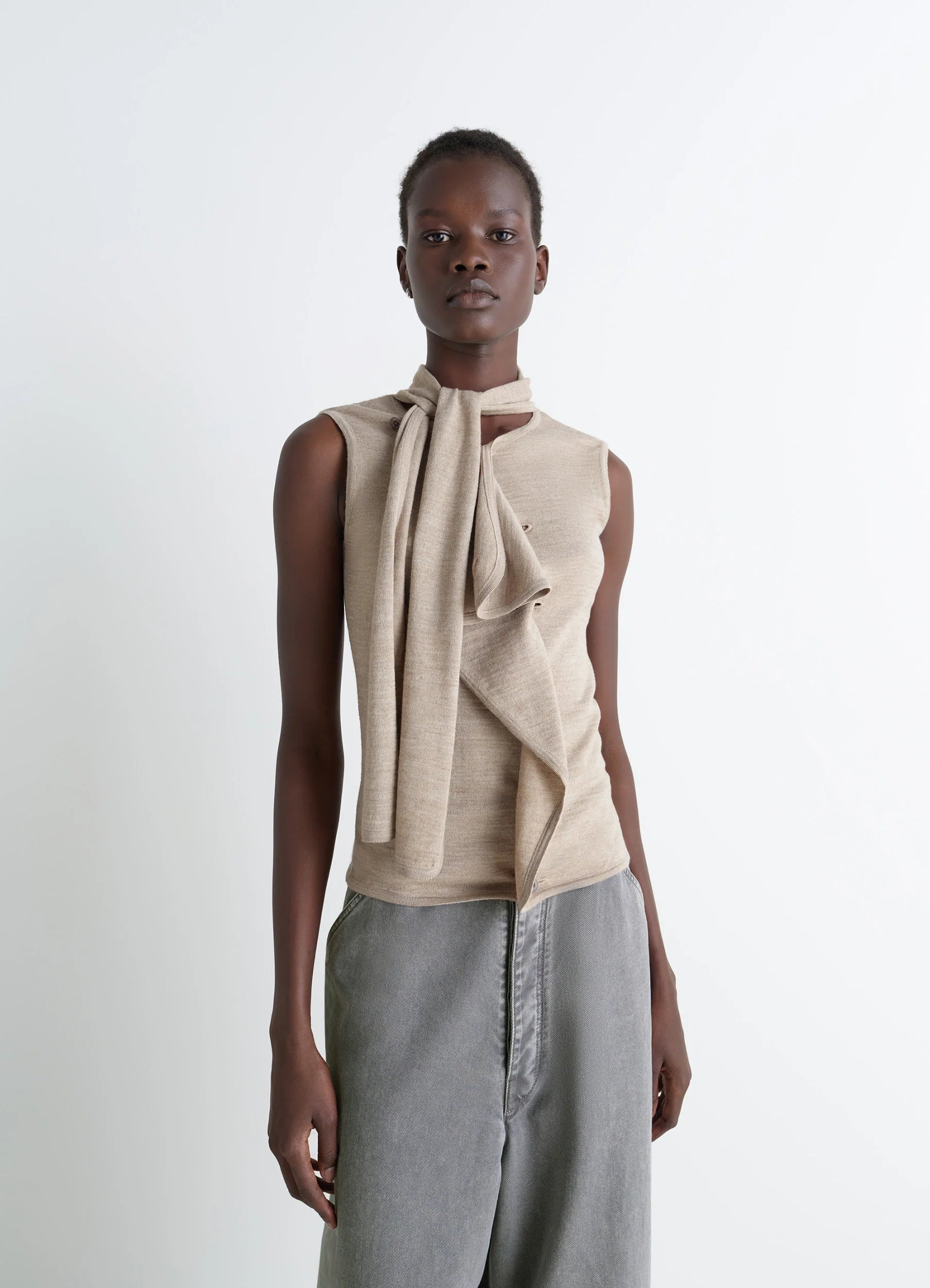 ASYMMETRICAL SLEEVELESS CARDIGAN - 2