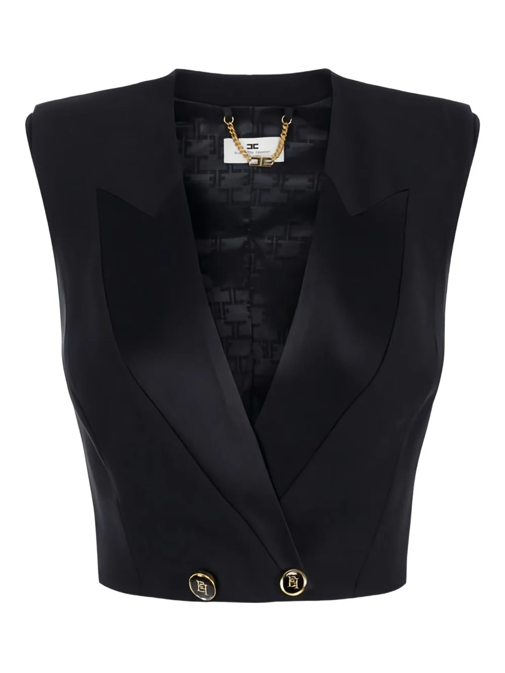 satin lapels button waistcoat - 1