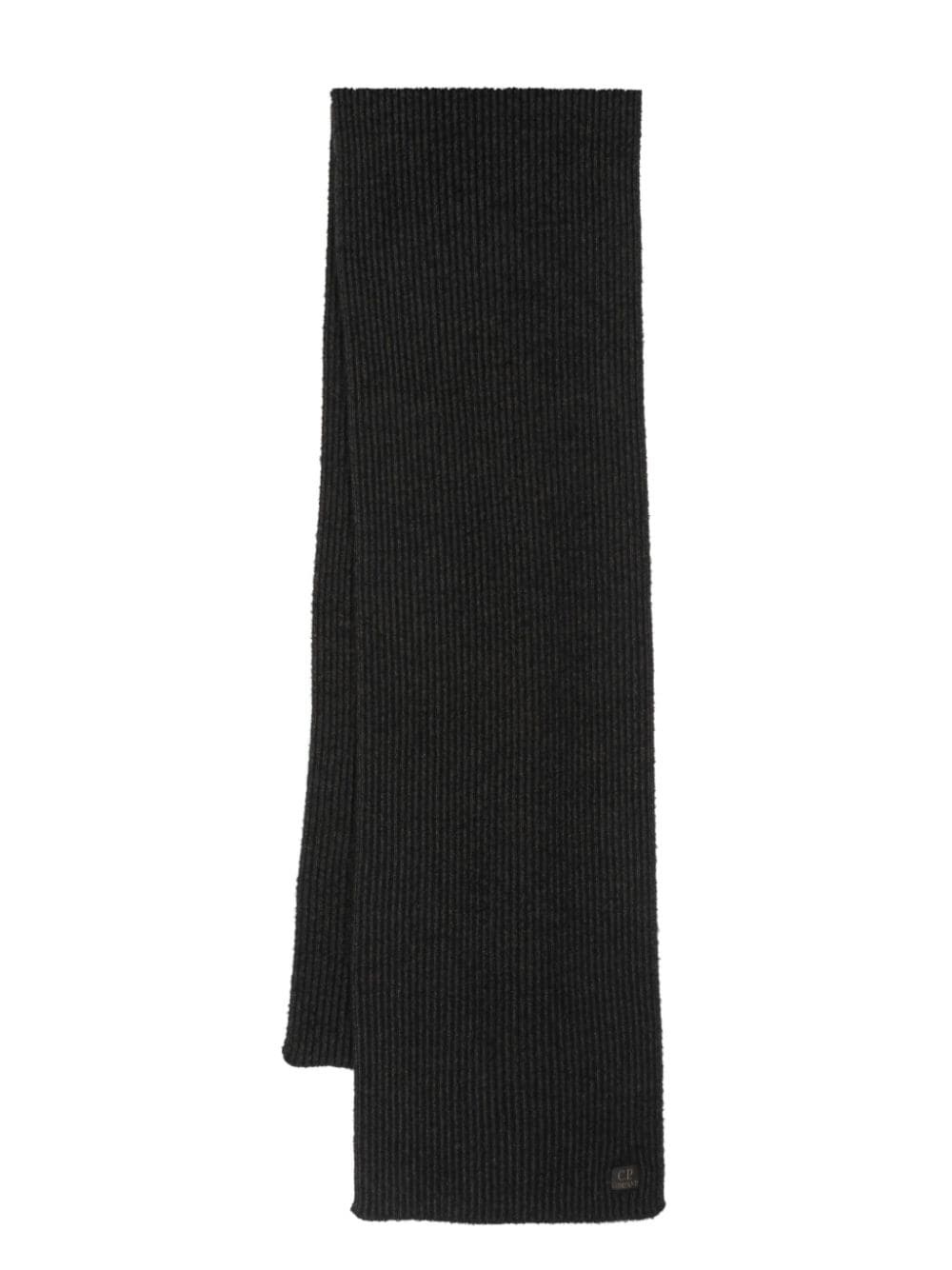 logo-tag ribbed scarf - 1