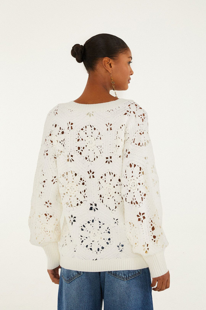 Off-White Crochet 3D Flower Knit Cardigan 3