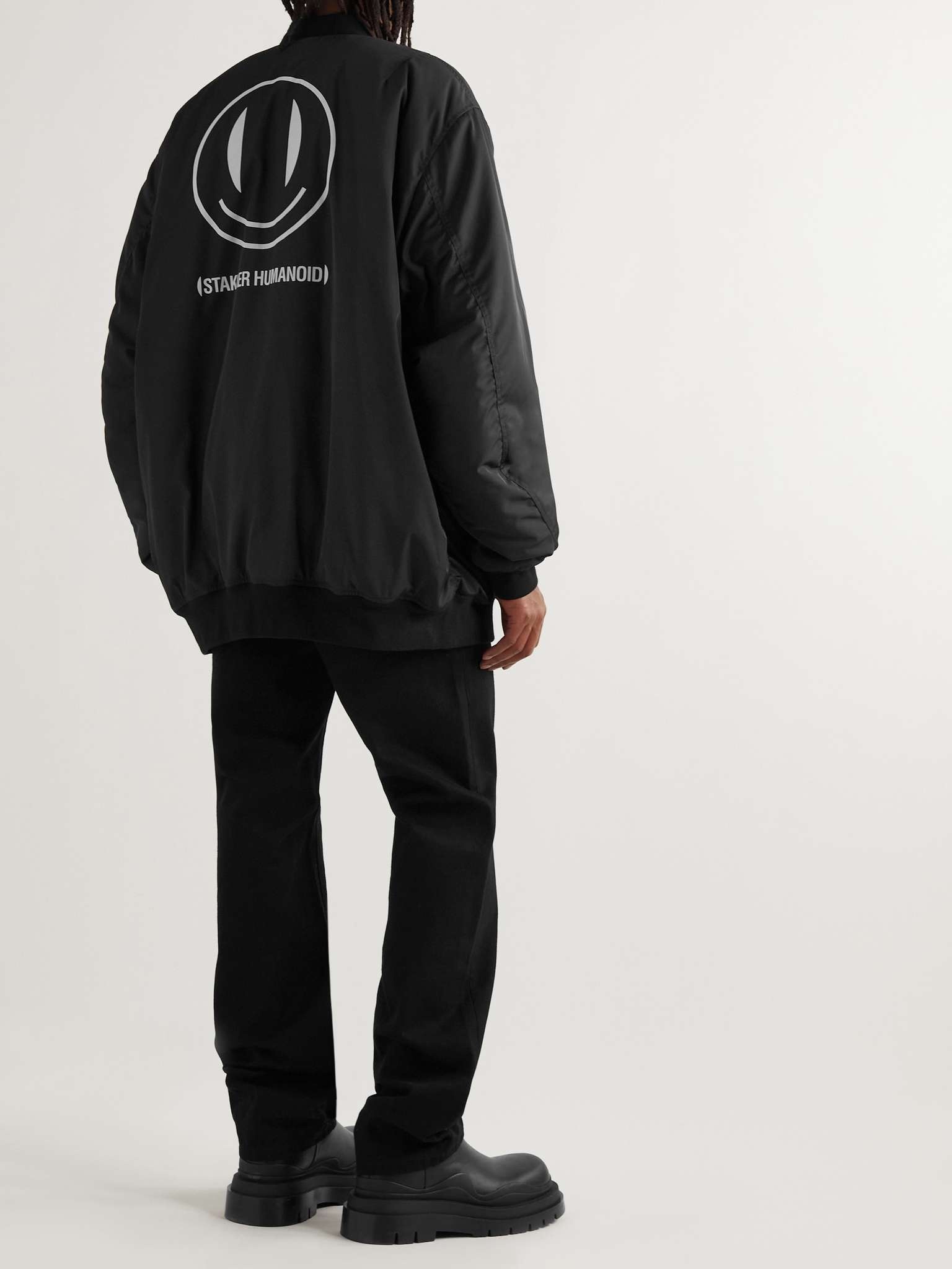 + Smiley Logo-Print Shell Padded Bomber Jacket - 2