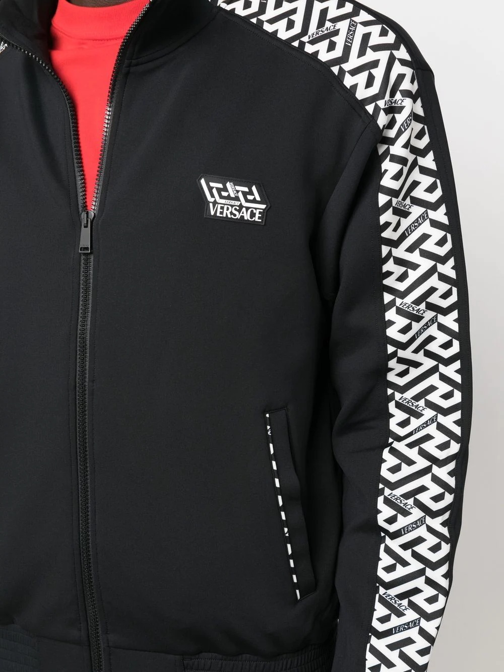 Greca-print zip-up track jacket - 5