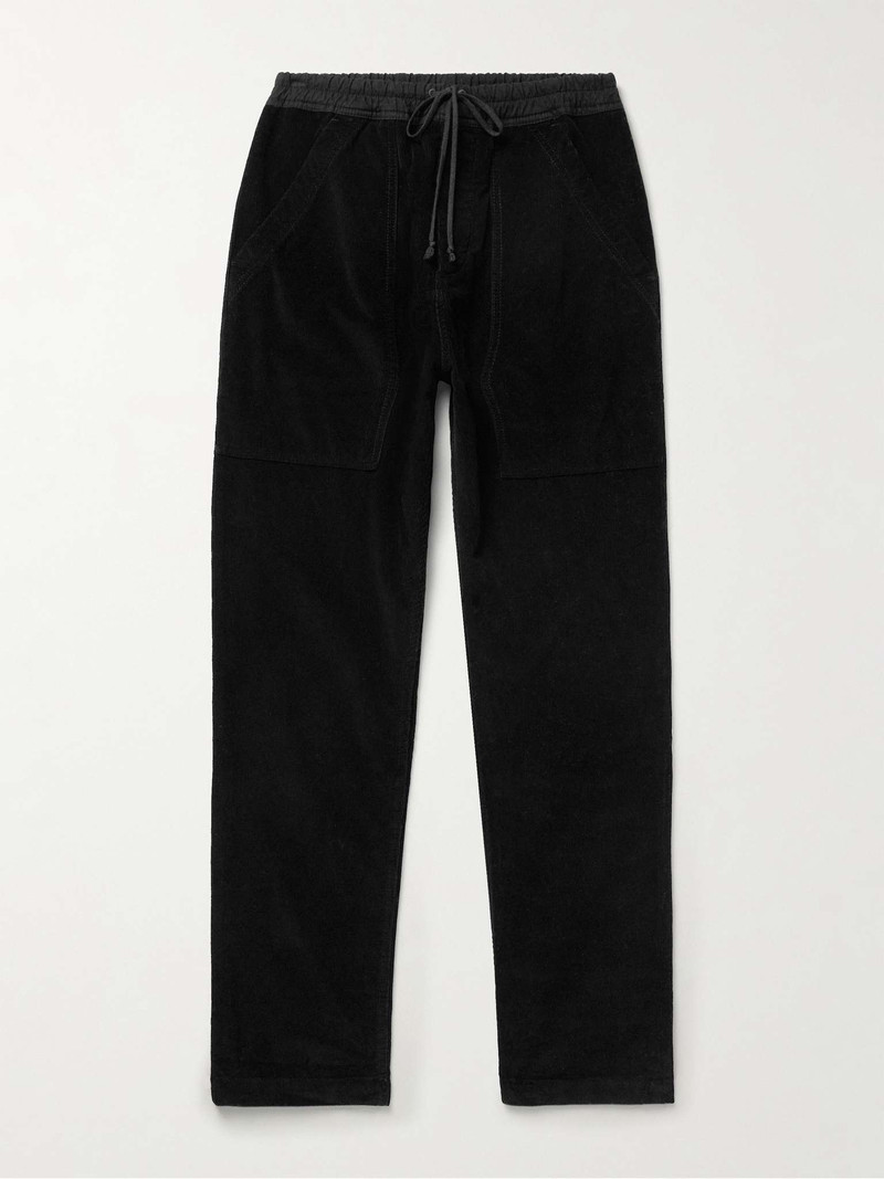 슬림 피트 스트레이트 - Leg Cotton-Corduroy Drawstring 바지 - 1