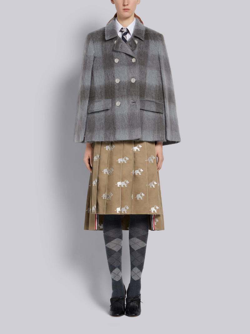 Medium Grey Hairy Mohair Buffalo Check Double Breasted High Break Cape 4