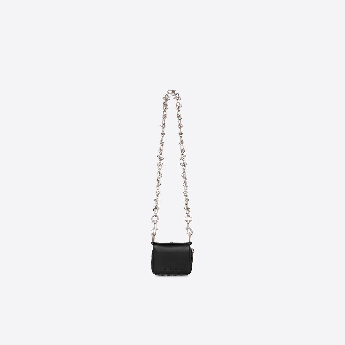 Men's Bondage Bifolded Compact Wallet With Chain in Black - 4