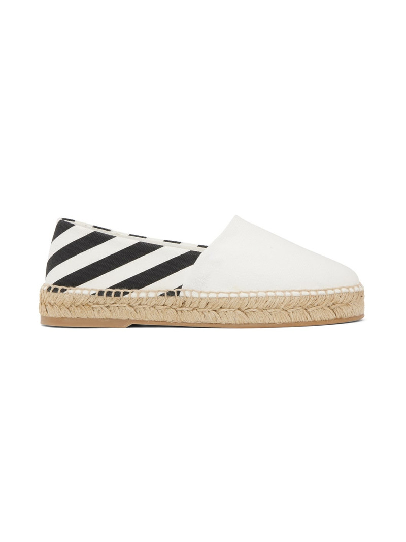 White & Black Striped Espadrilles 1