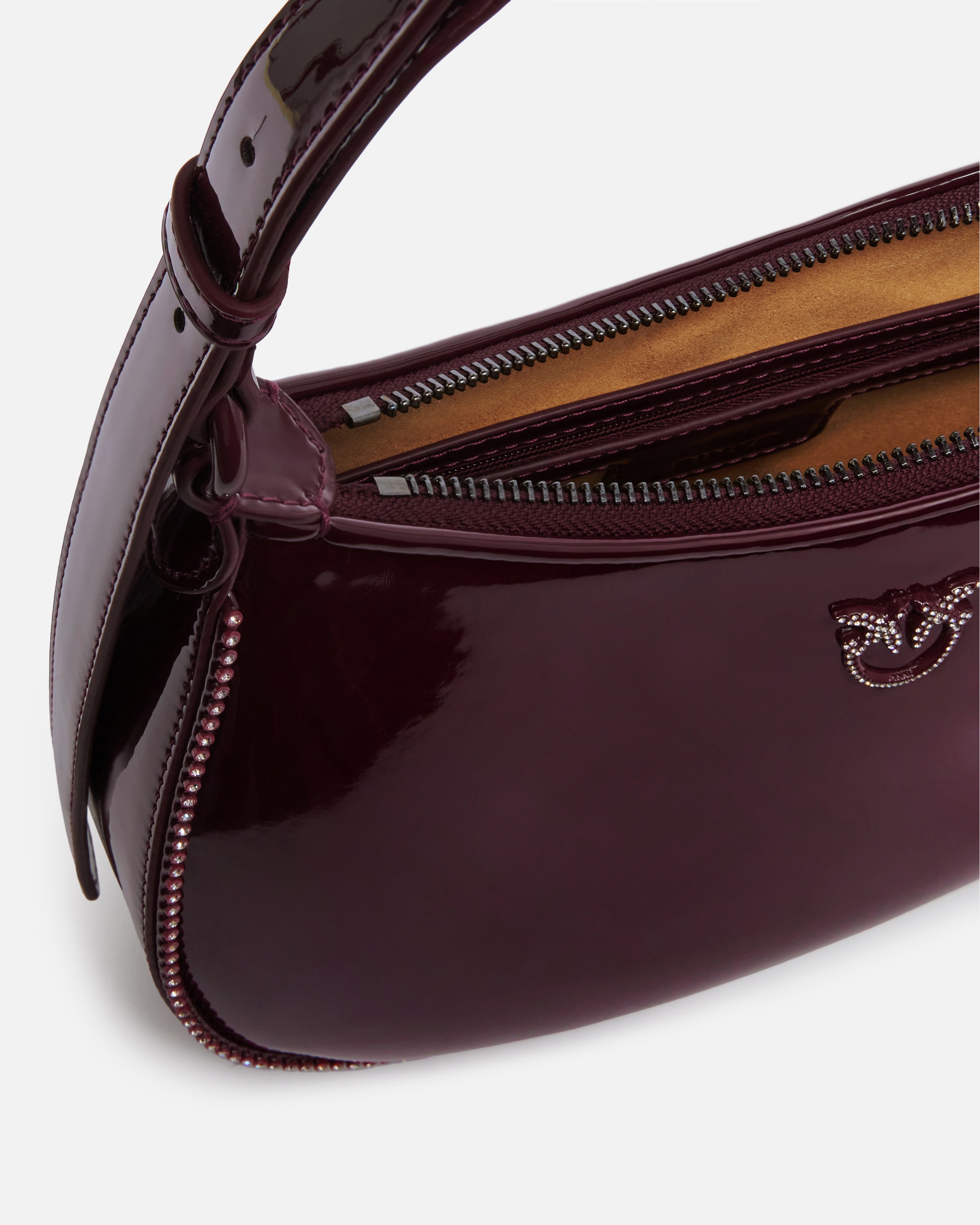 PATENT HALF MOON HANDBAG WITH RHINESTONES - 4