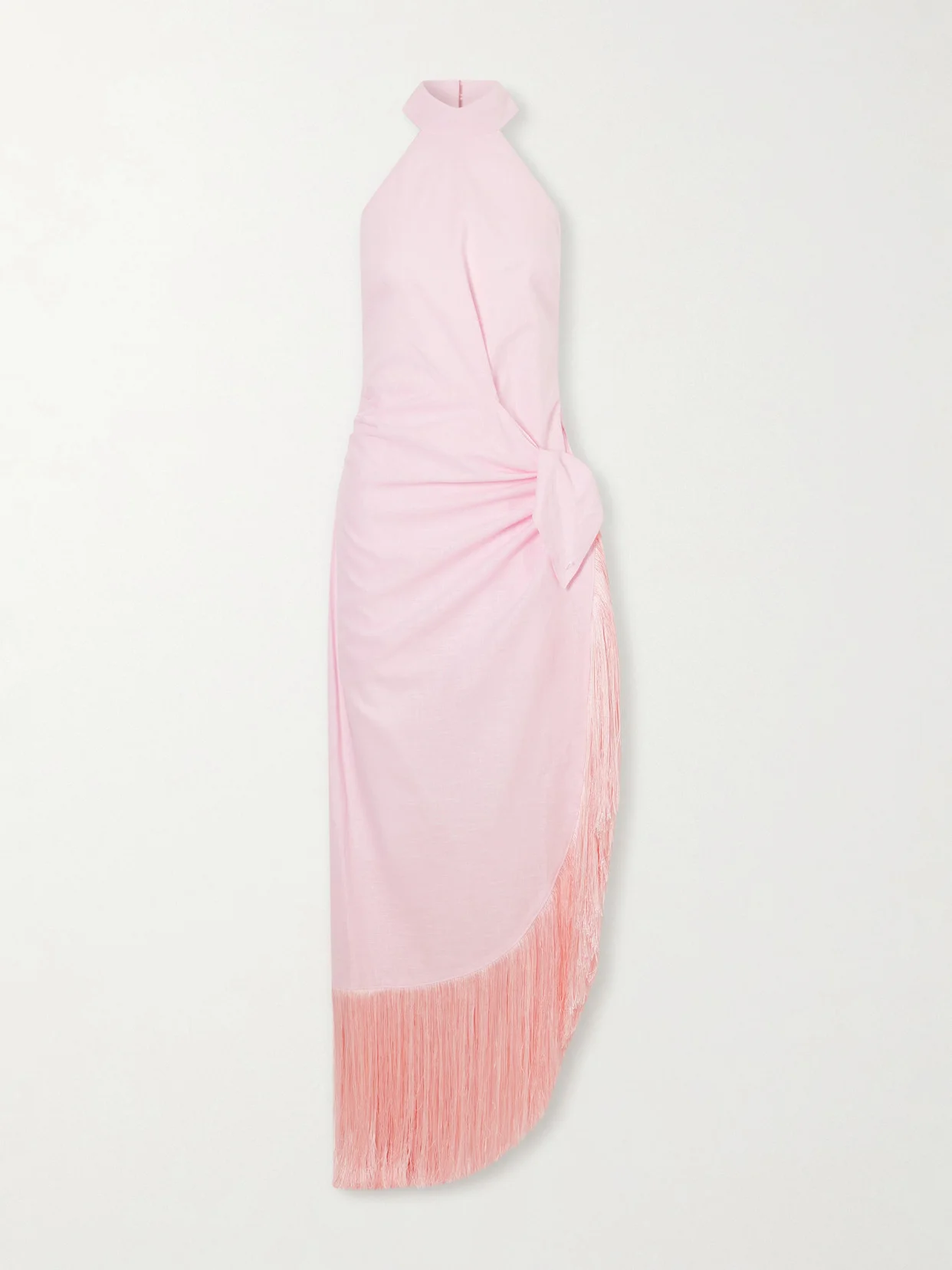 Athena Halterneck Fringe-trimmed Linen Midi Dress - 1