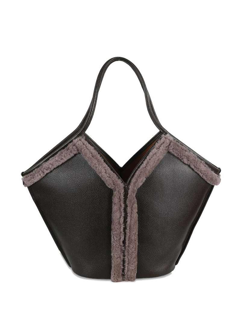 shearling-trimmed tote bag 1