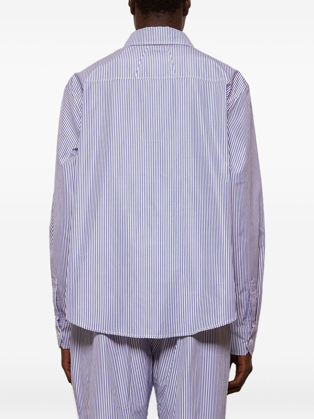 stripe-pattern logo-print shirt - 5