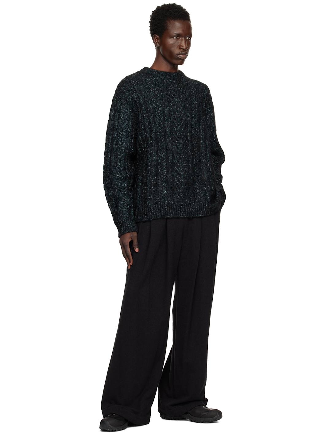 Green Alpaca Blend Glitter Sweater - 4