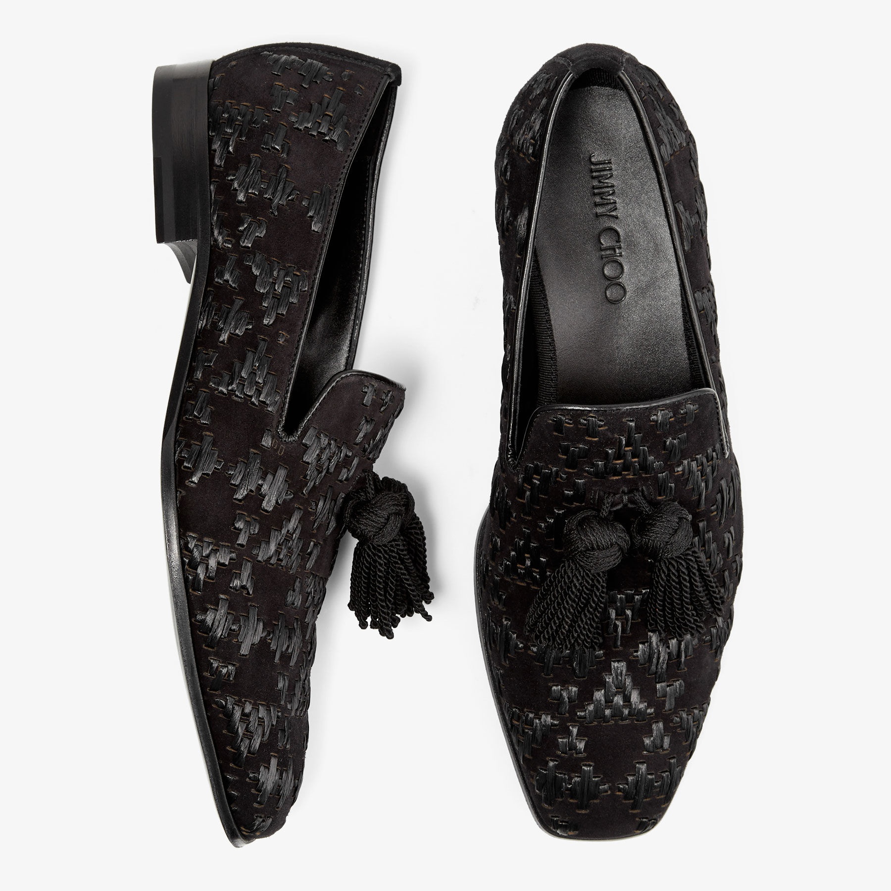 Foxley/M
Black Velvet Suede and Raffia Slip-On Shoes with Tassel - 4