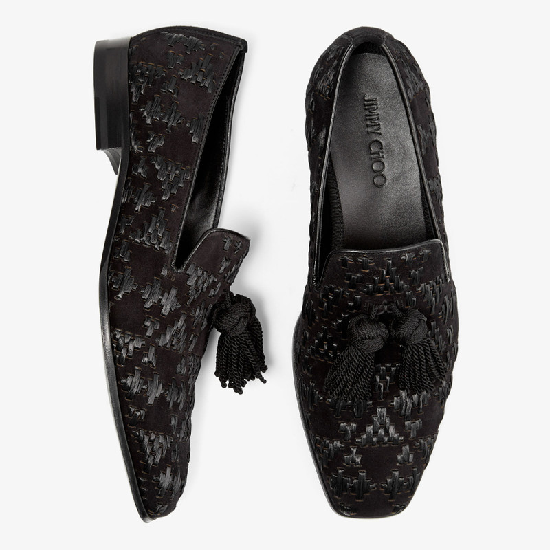 Foxley/M
Black Velvet Suede and Raffia Slip-On Shoes with Tassel 4
