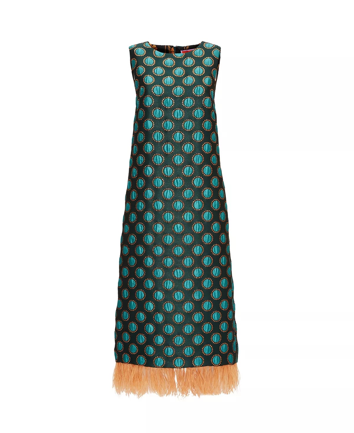 Column Dress (With Feathers) Jacquard Winter Sun Emerald - 3