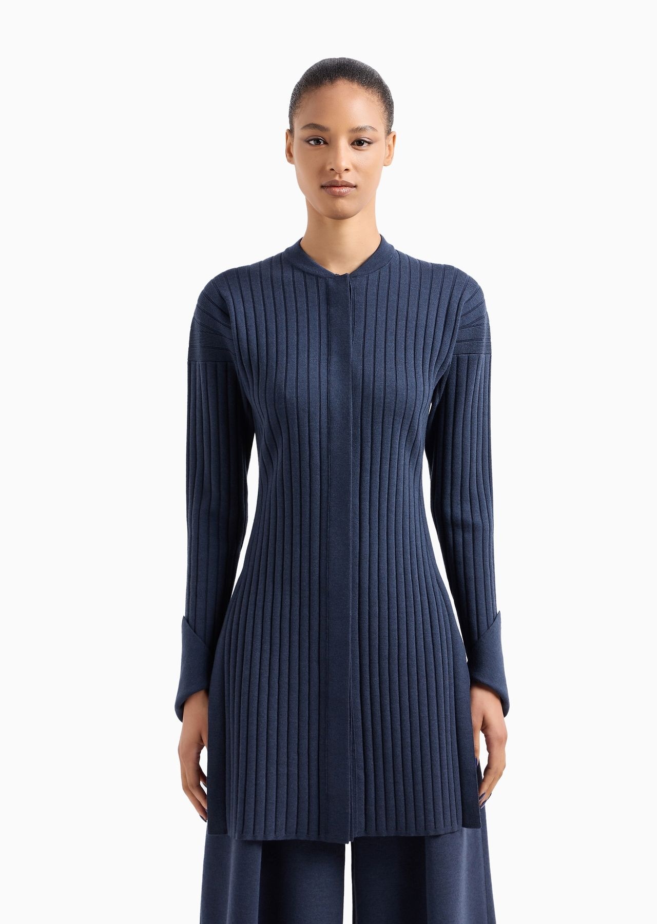 Long, ribbed wool cardigan - 2