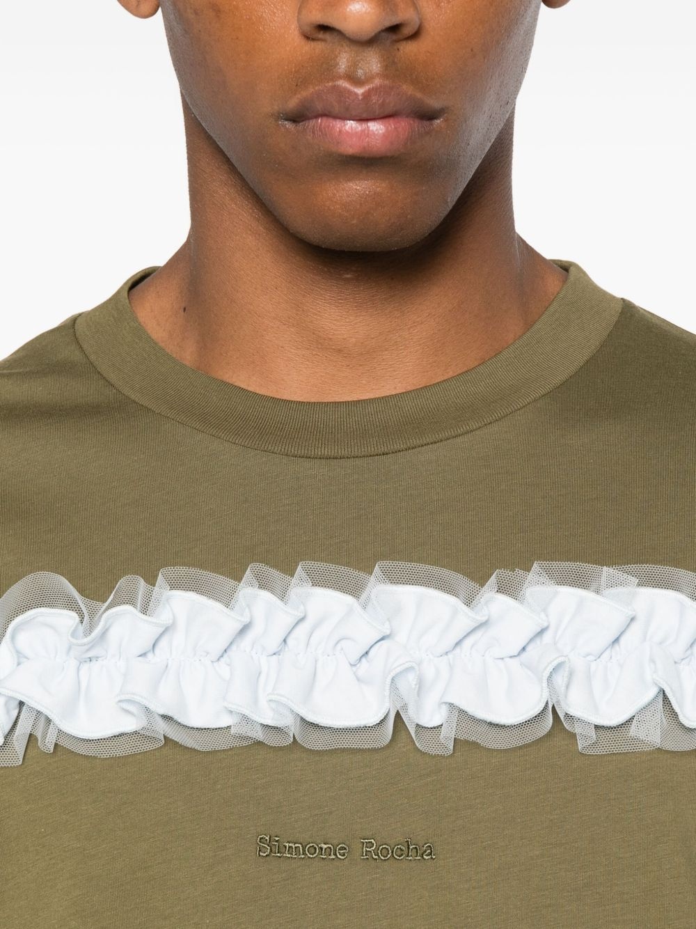 ruffle-detail T-shirt - 4