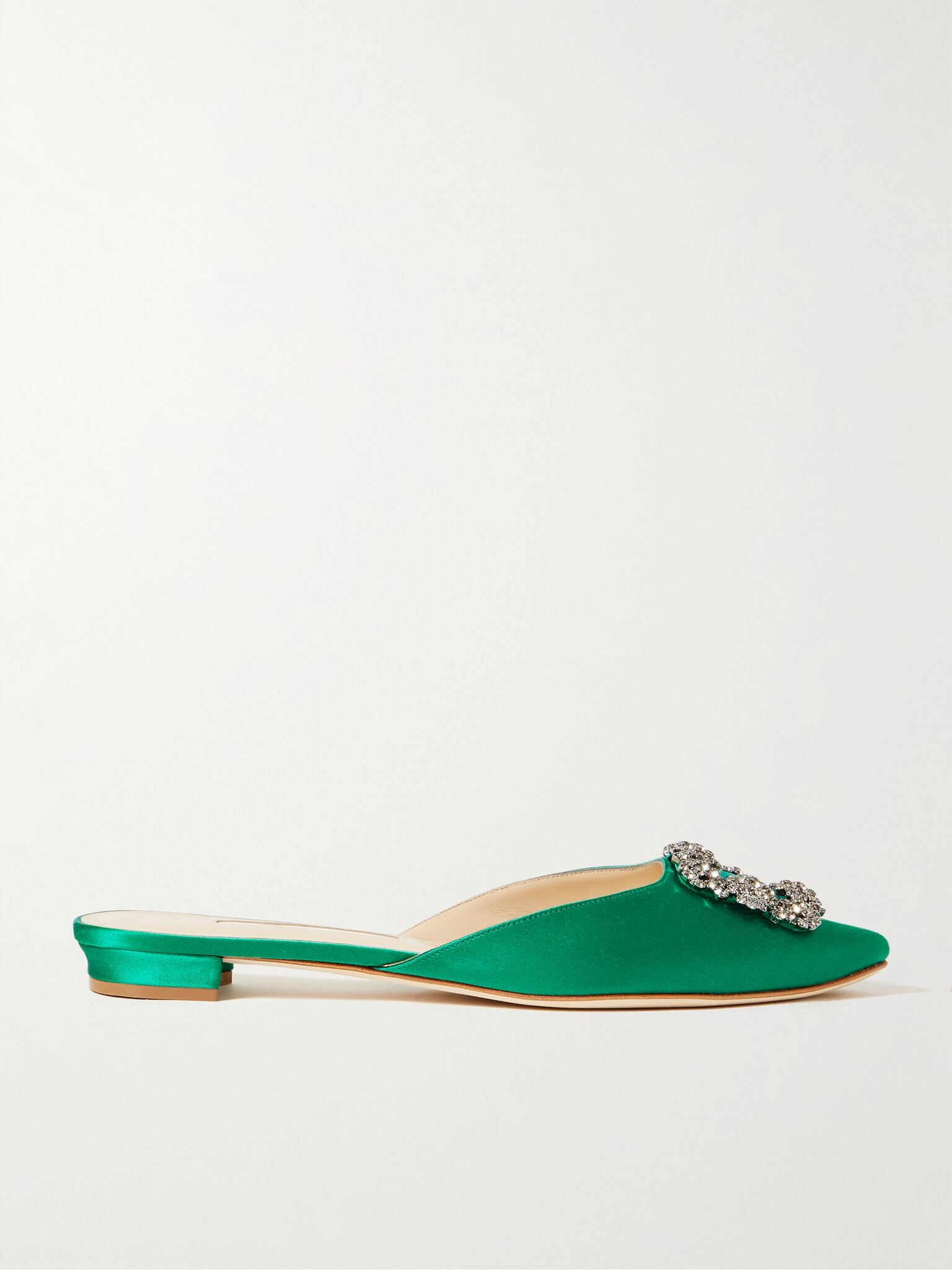 Hangisi crystal-embellished satin slippers Green - 1