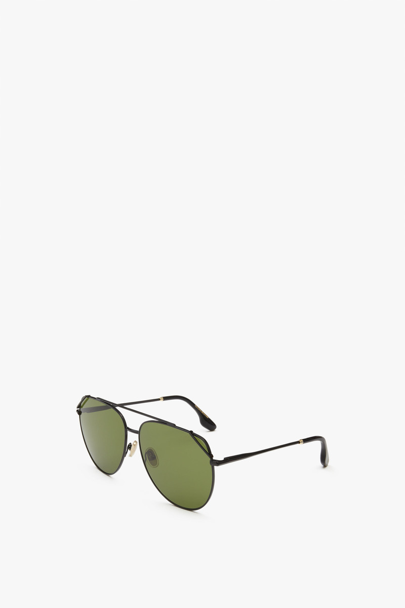 Victoria Beckham Classic Aviator in Green Black outlook