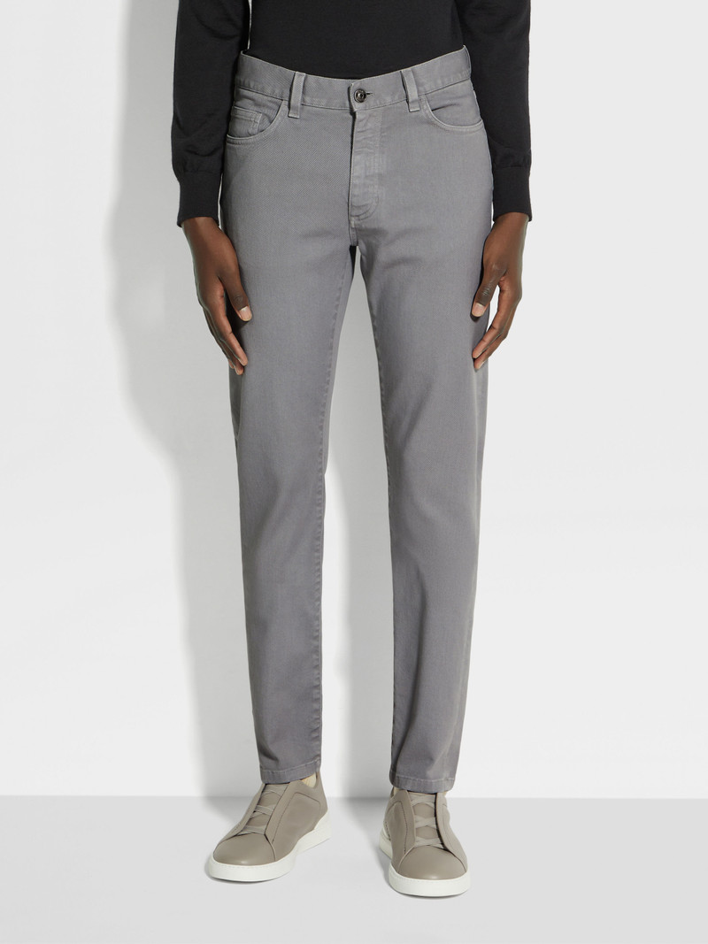 GREY MÉLANGE STRETCH COTTON ROCCIA JEANS 4