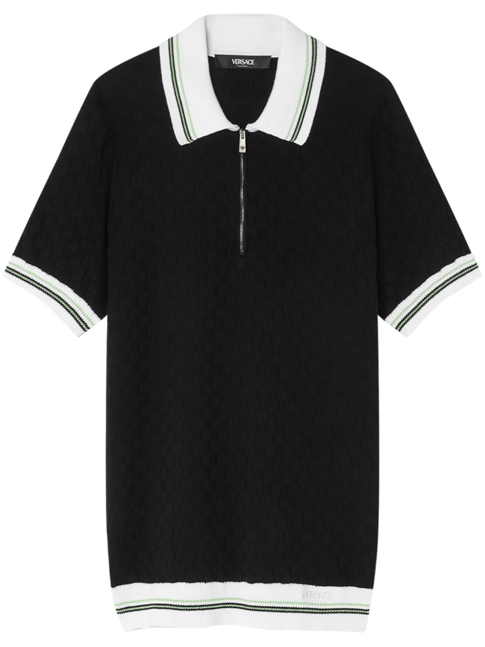zip-front knit polo top - 1
