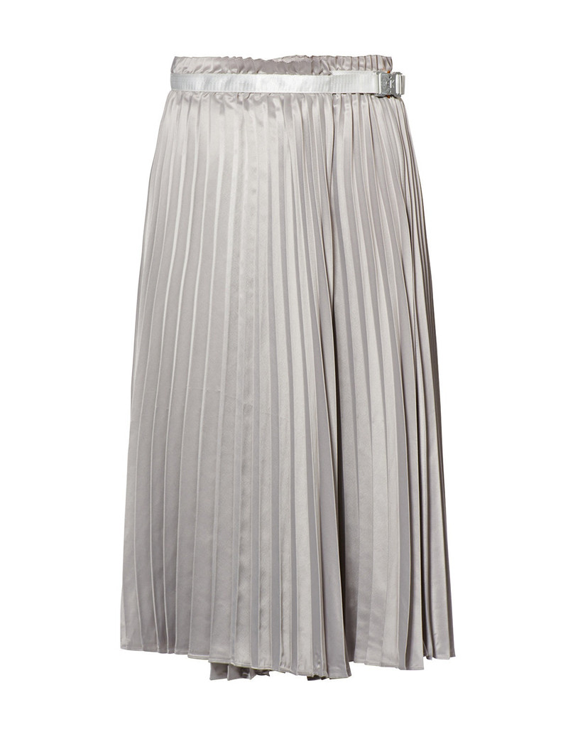 Denim Shorts with Asymmetric Pleated Skirt Overlay 16