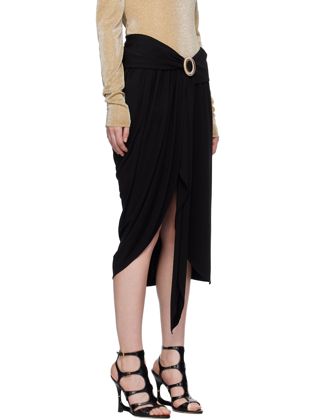 Black Mélodie Wrap Midi Skirt - 2