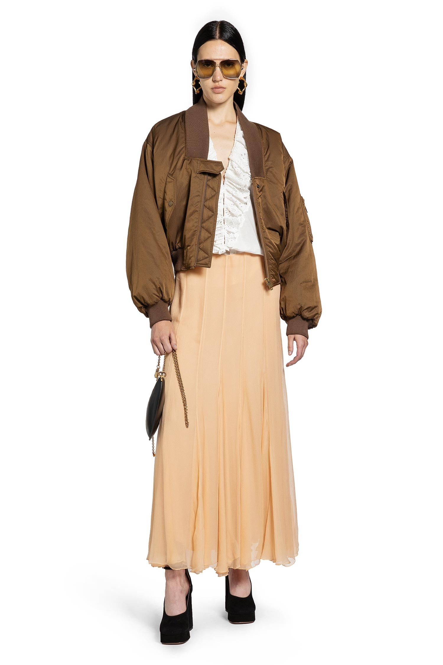 Fluid Maxi Skirt In Silk Mousseline - 6