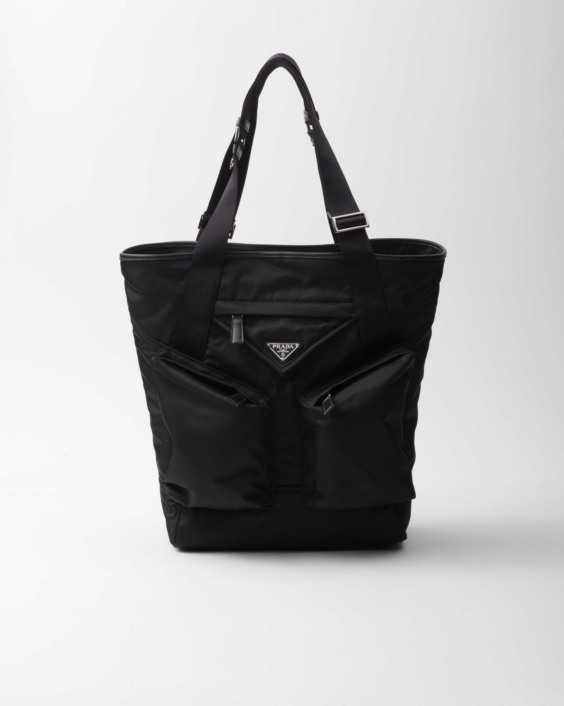 PRADA【入手困難】★canvas|Re-Nylon x レザー Toteバッグ★L★ ブラック プラダ ボニー ラージ レザー ハンドバッグ | PRADA