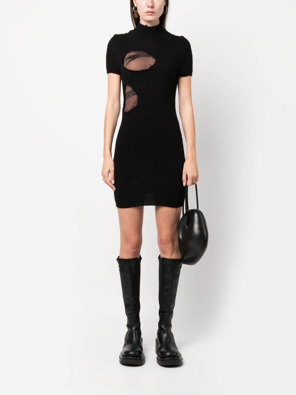 cut-out ribbed minidress - 2