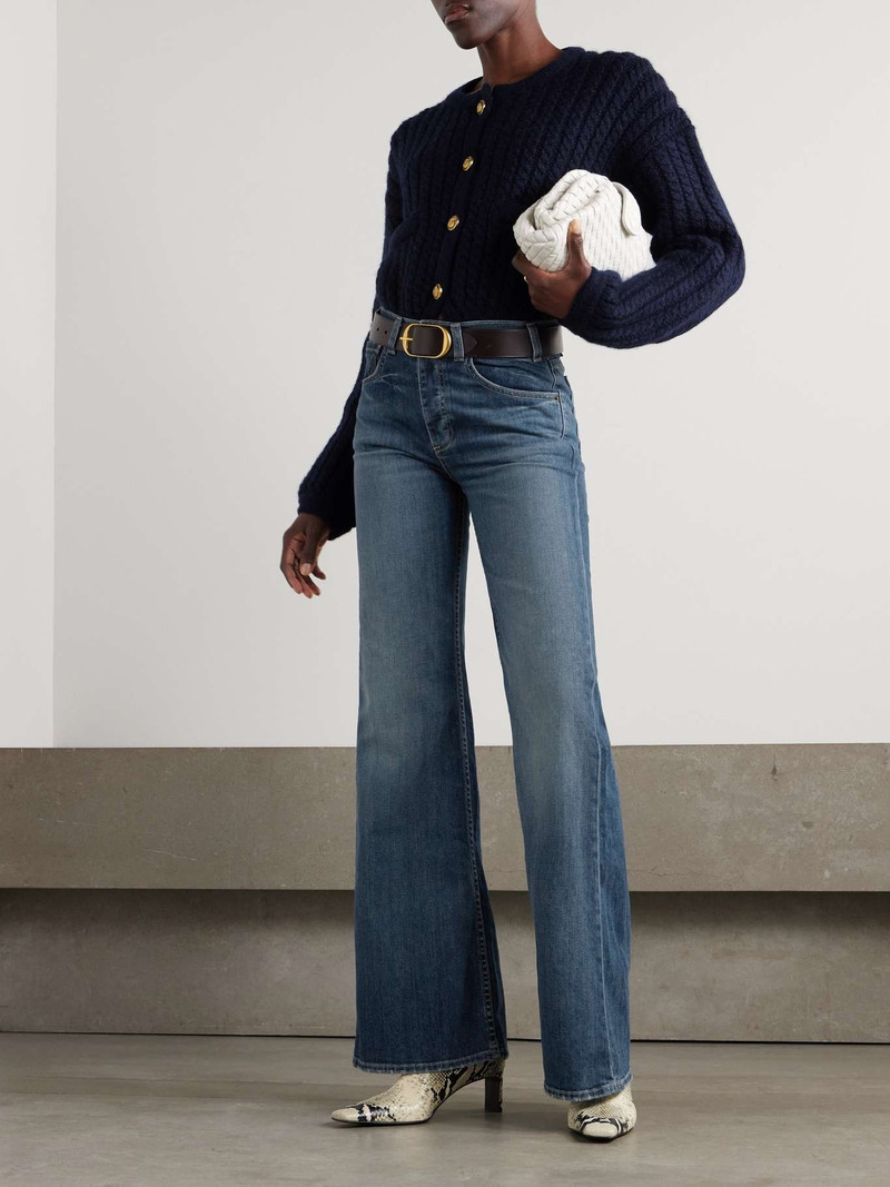 NILI LOTAN Terrell frayed high-rise straight-leg jeans Blue outlook