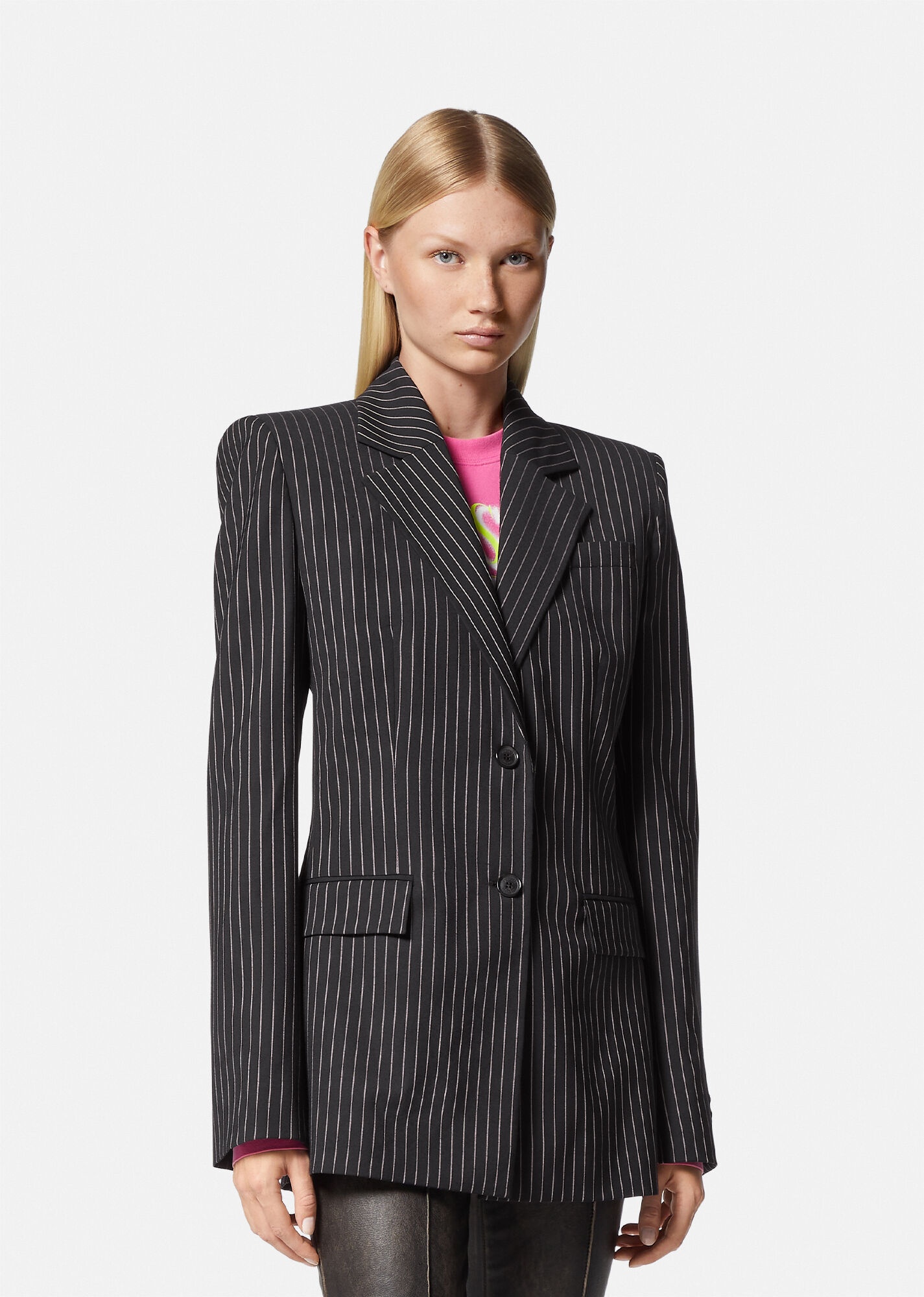 Pinstriped Single-Breasted Blazer - 3