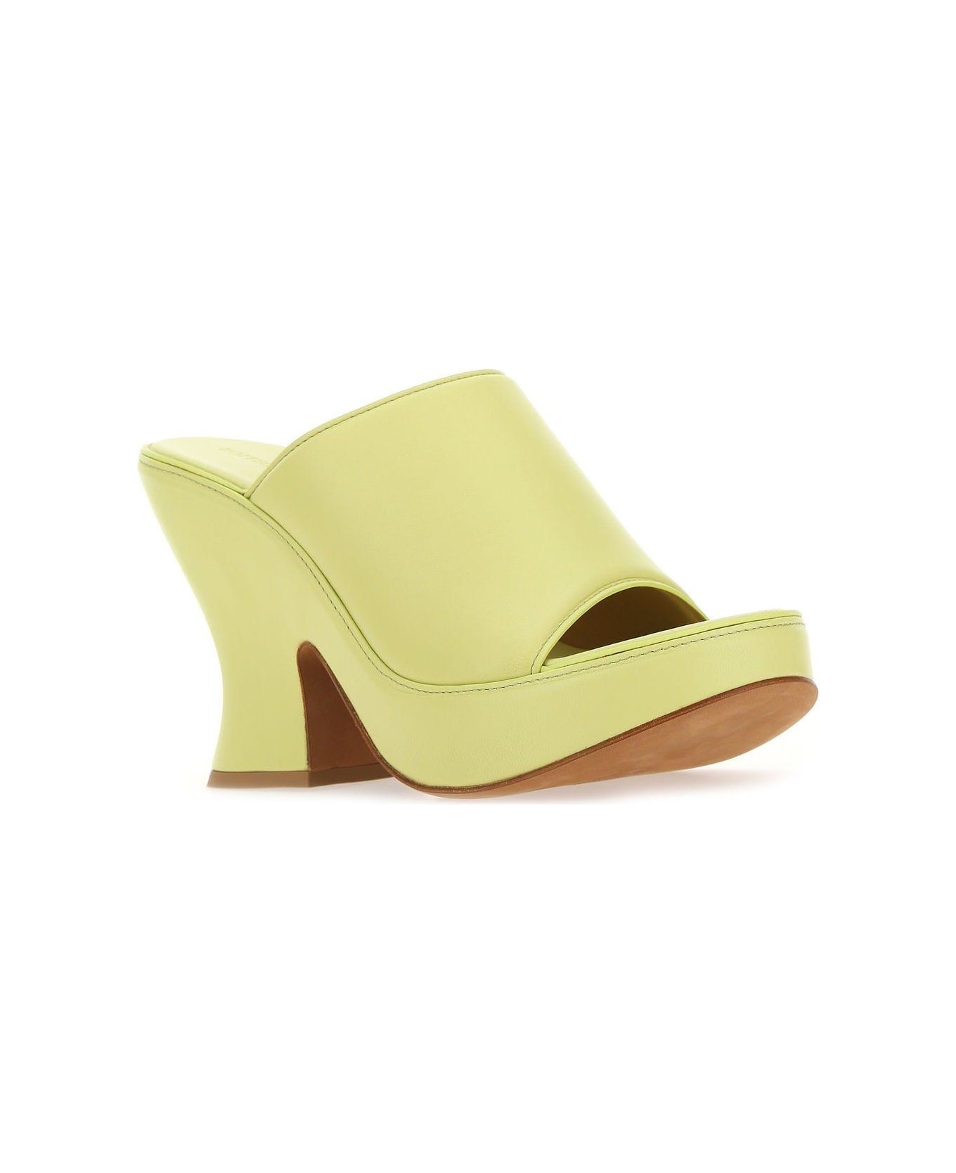 Acid Green Nappa Leather Stack Sabot - 2