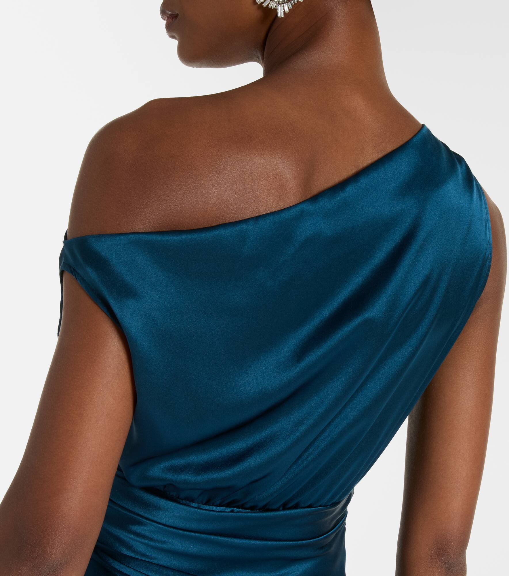 Draped silk satin gown - 6