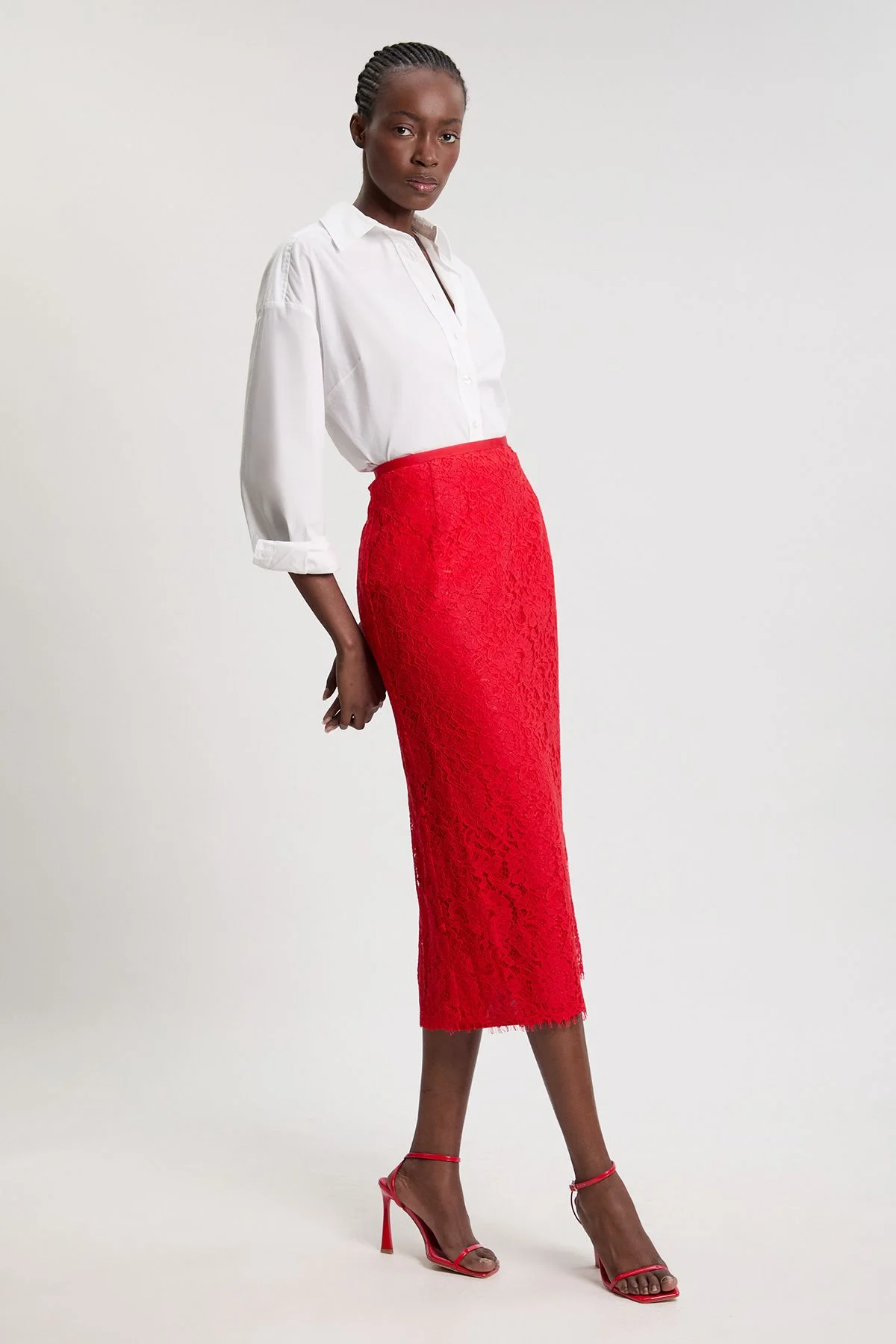 Lace Woven Midi Skirt - 1