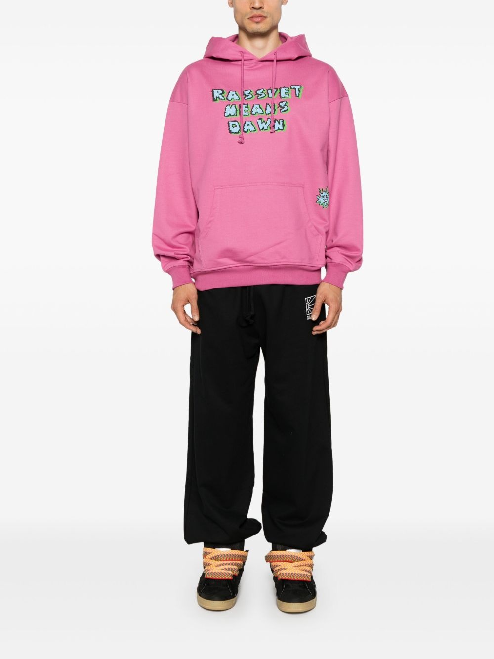 slogan-print cotton hoodie - 2