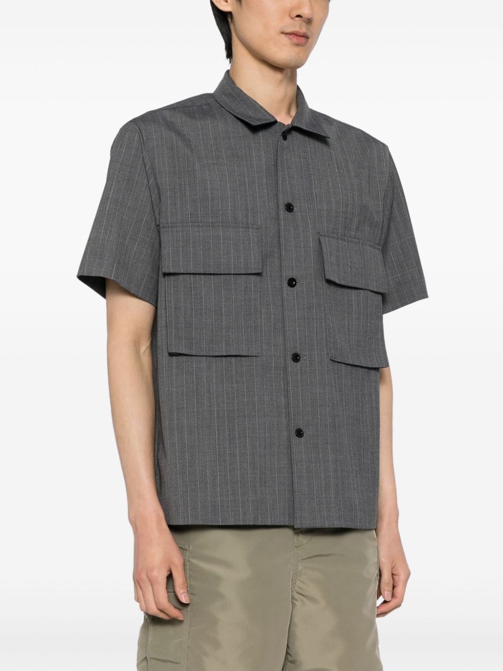 pinstriped wool-blend shirt - 3