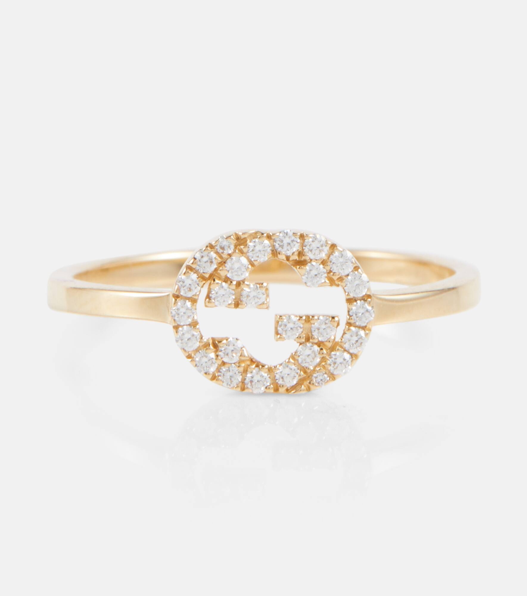 Interlocking G 18kt gold ring with diamonds - 1