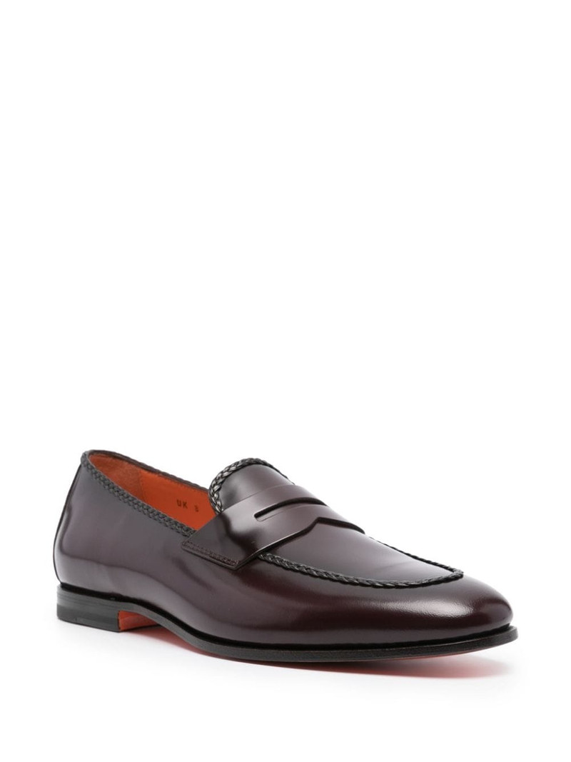 Santoni high-shine leather loafers outlook