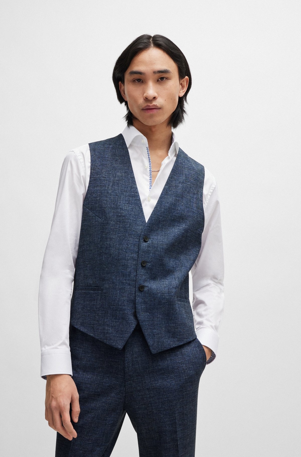 SLIM-FIT THREE-PIECE SUIT IN PERFORMANCE-STRETCH JERSEY - 6