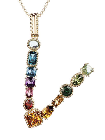 Dolce & Gabbana 18kt yellow gold initial V gemstone necklace outlook