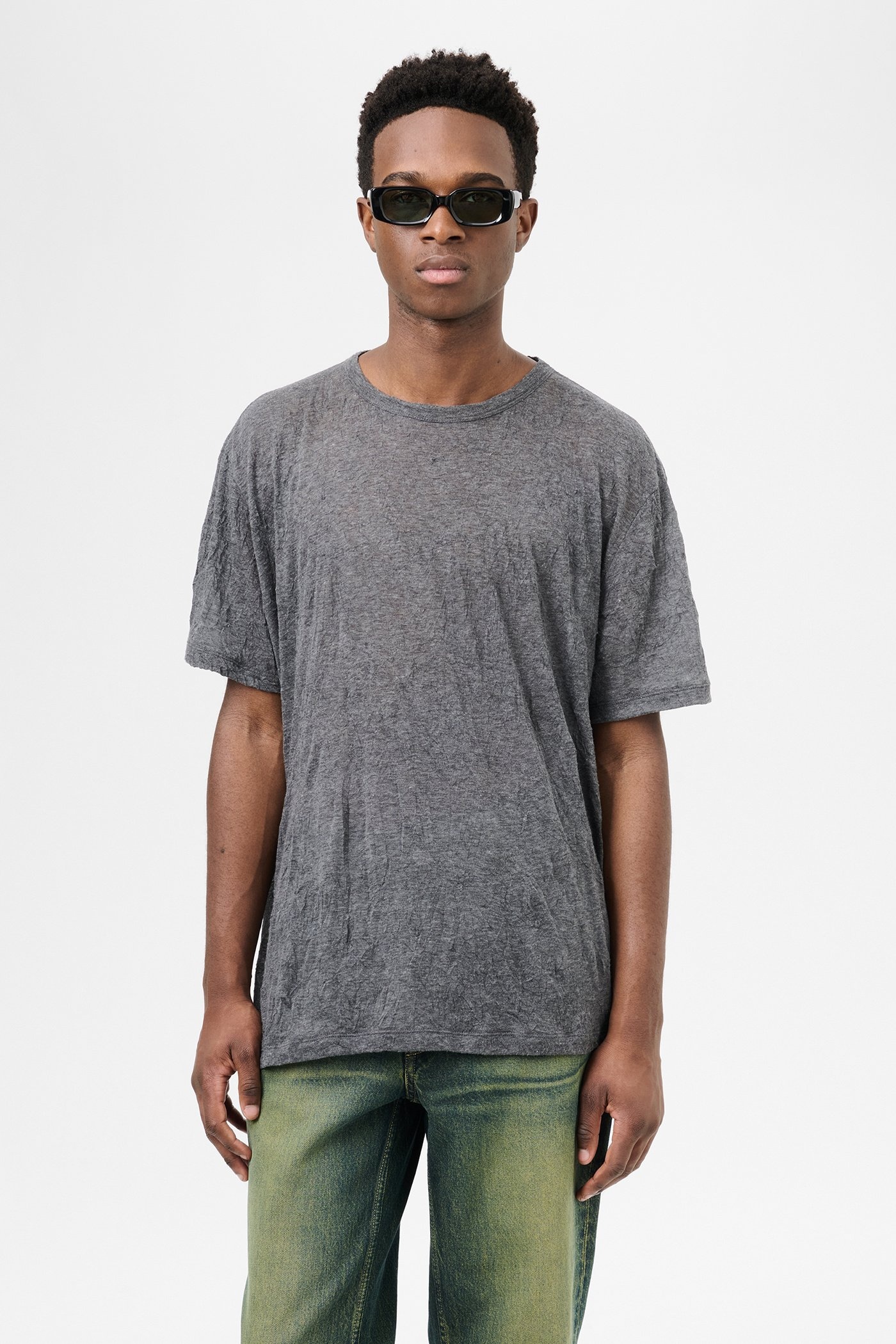 New Box T-shirt Anthracite Crinkle Guaze - 3