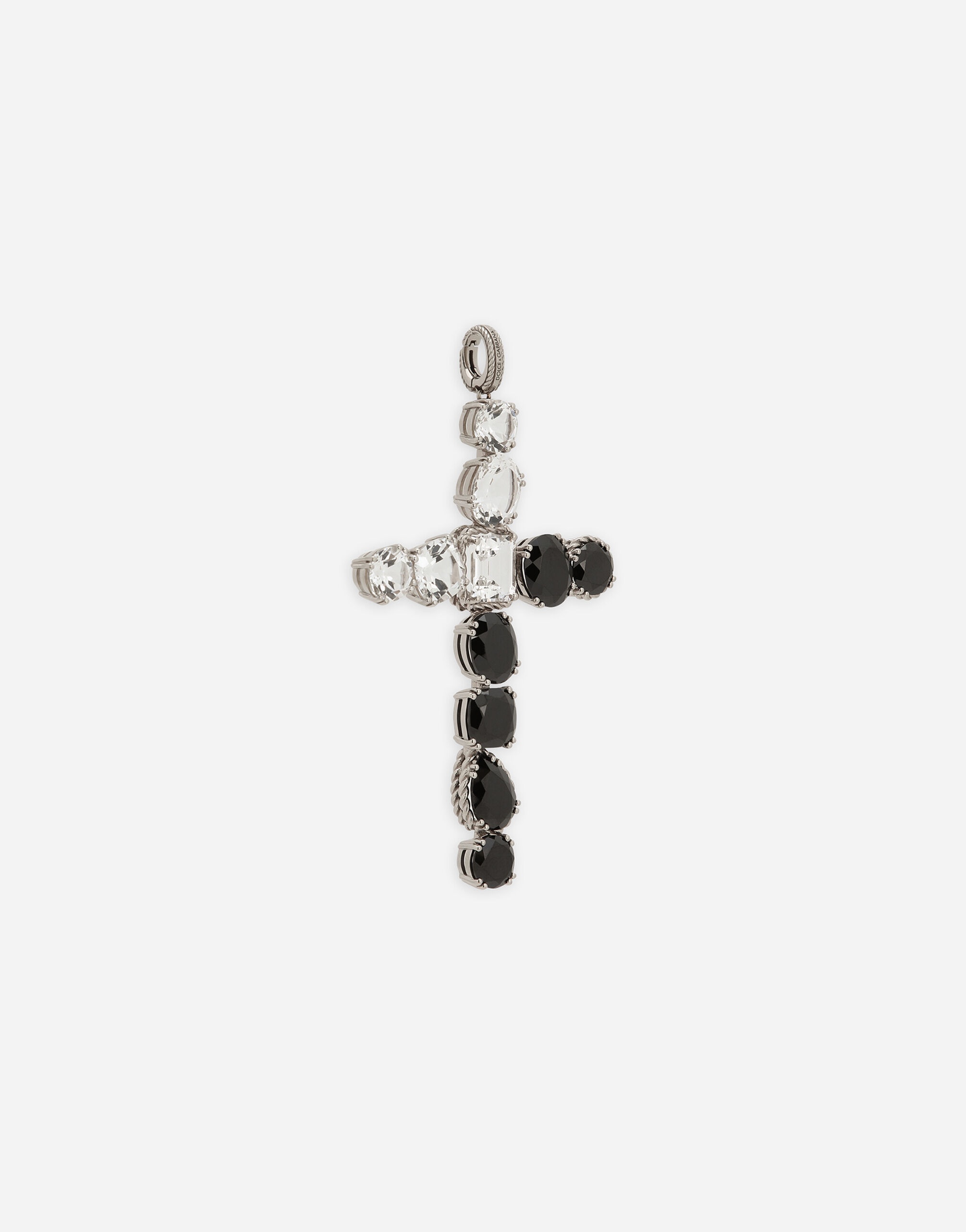 18k white gold Anna charm with colorless topazes and black spinels - 3