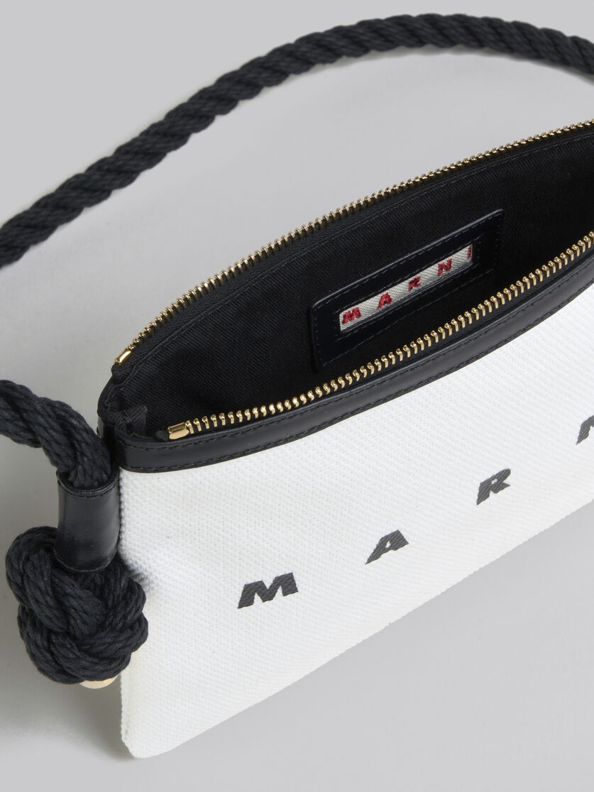 WHITE AND BLACK CANVAS MARCEL POUCH - 4