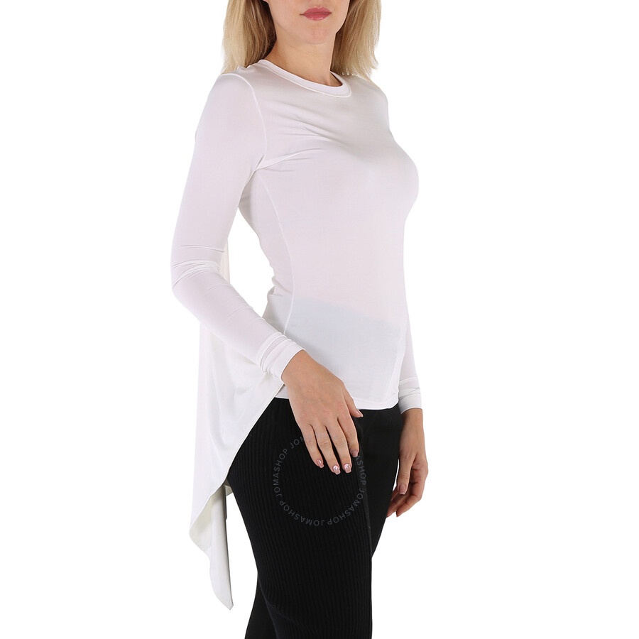Burberry Optic White Long-Sleeve Exaggerated Panel Draped Top - 4