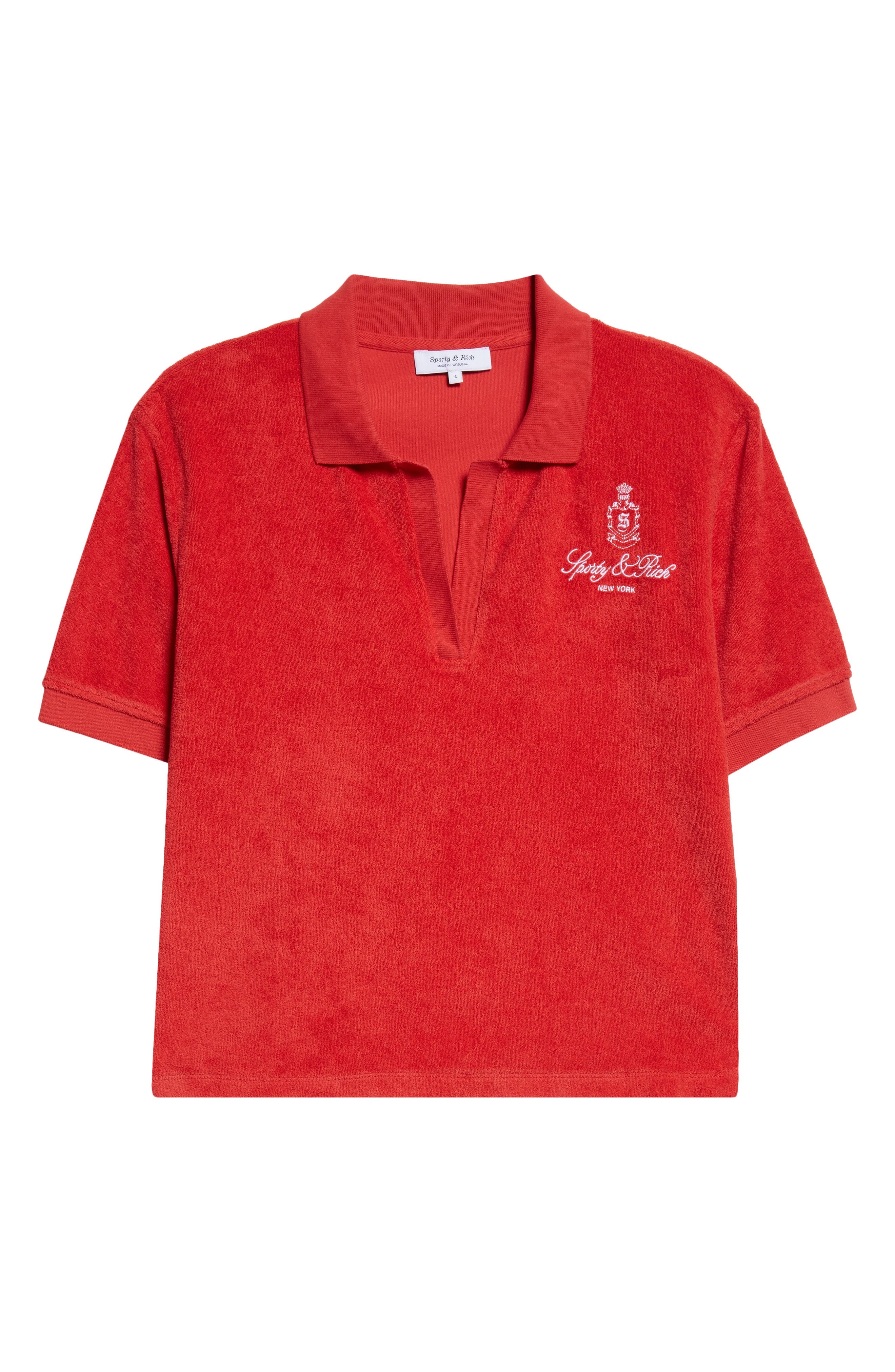 Sporty & Rich Vendome Cotton Terry Polo in Fire Red at Nordstrom - 5