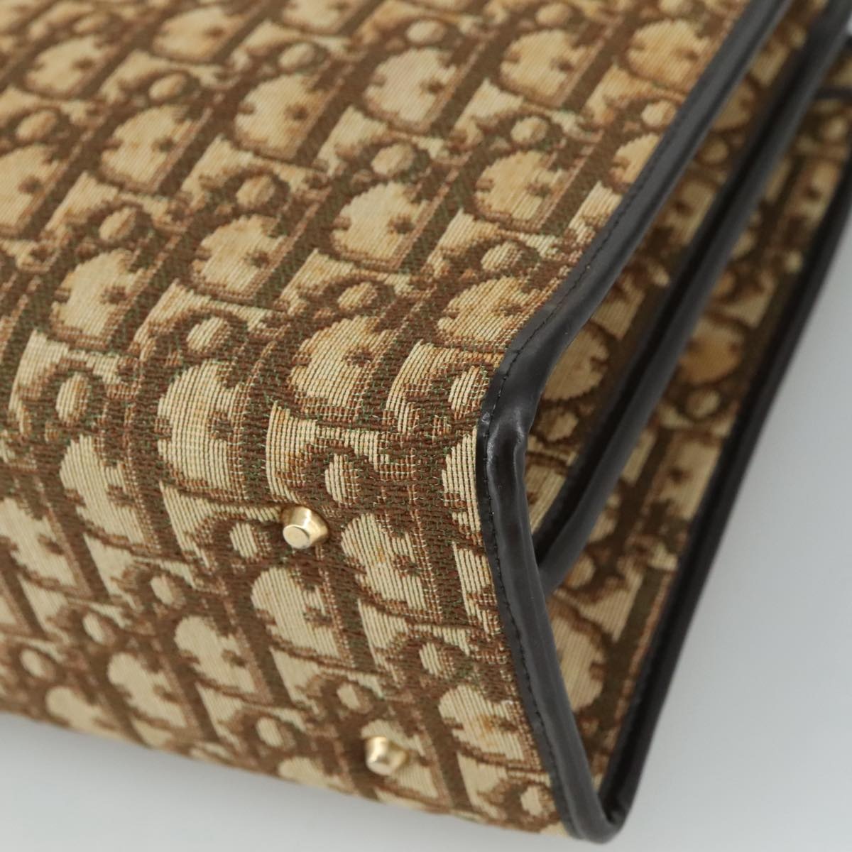 DIOR Trotter Canvas Hand Bag Beige Brown Gold - 15
