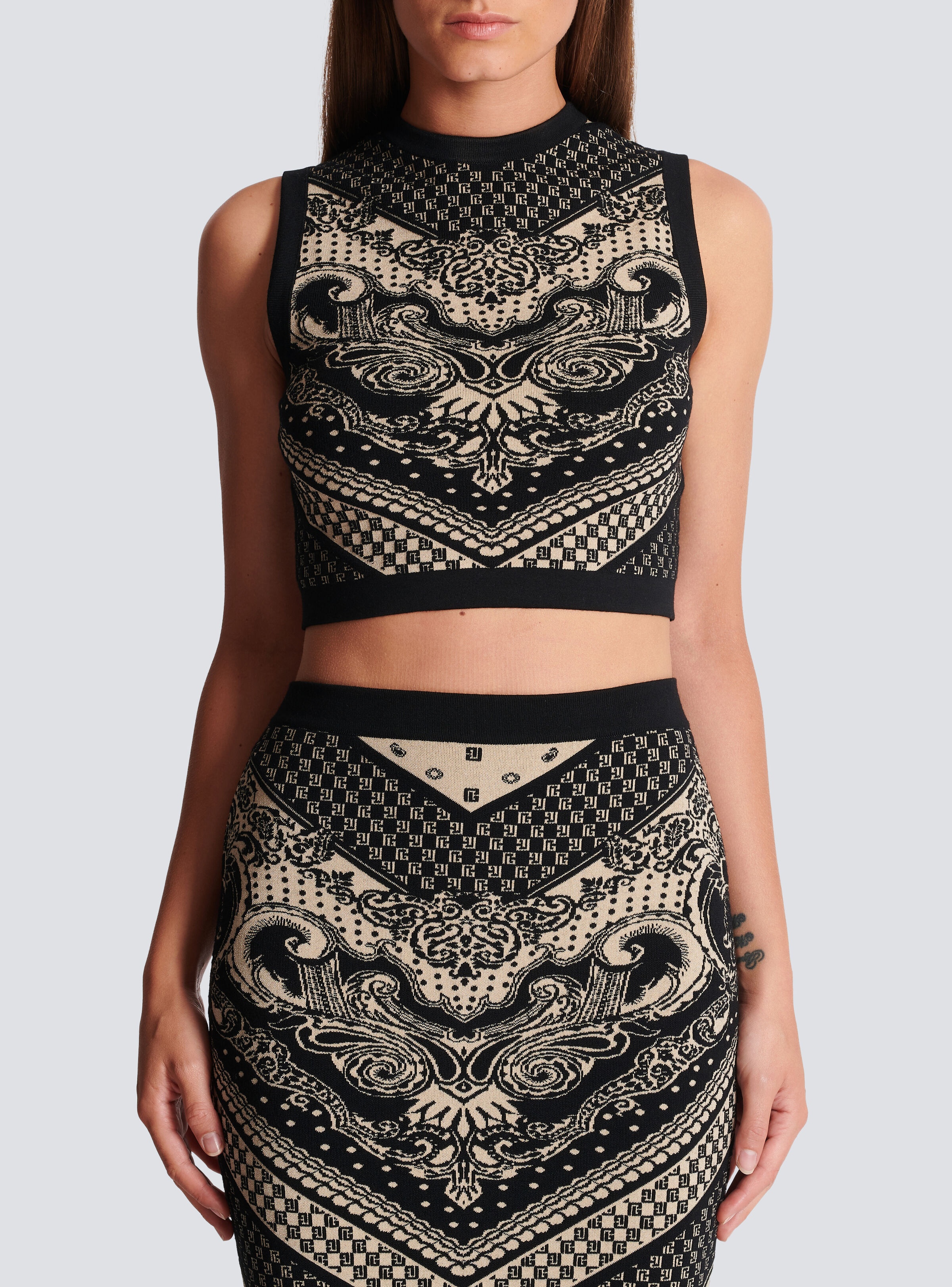 Monogram and paisley knit tank top - 5