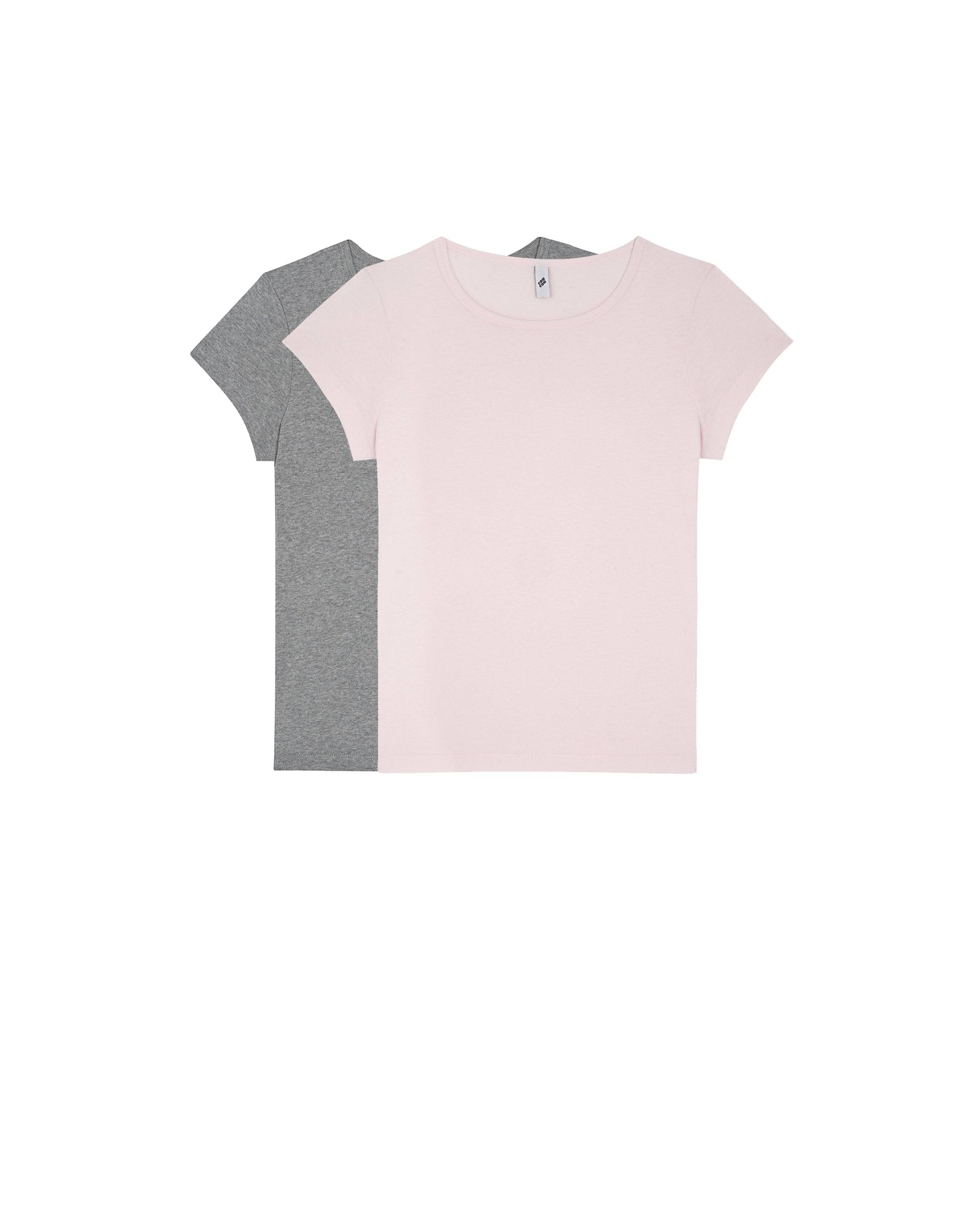 The Baby Tee 2-Pack: Cotton Jersey Baby Pink & Grey - 1